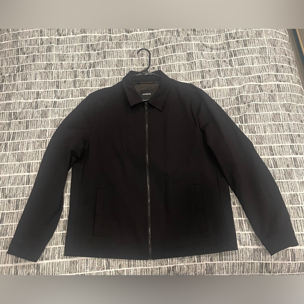 Express Collared Zip-Up Lined Bomber Jacket, Size L